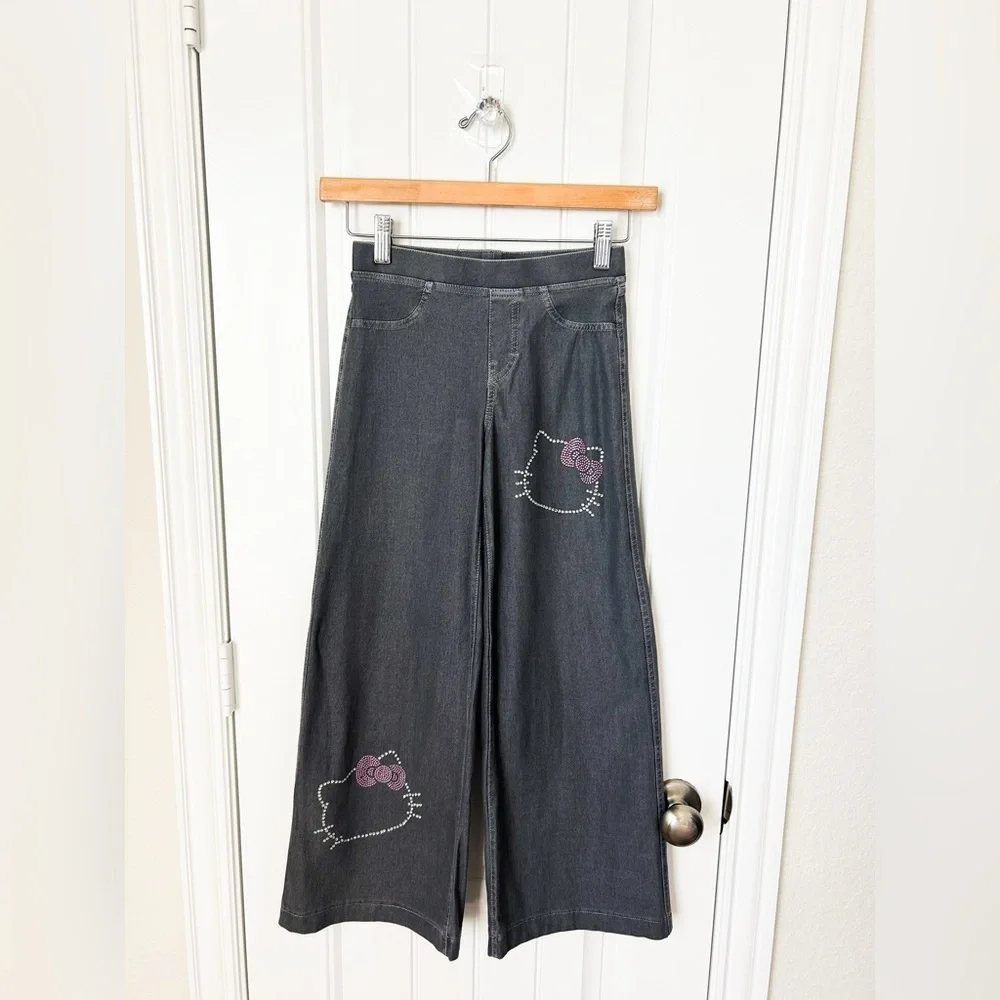 Hello Kitty Sanrio Wide Leg Rhinestone Pants H&M Girls Size 10 - Picture 1 of 4